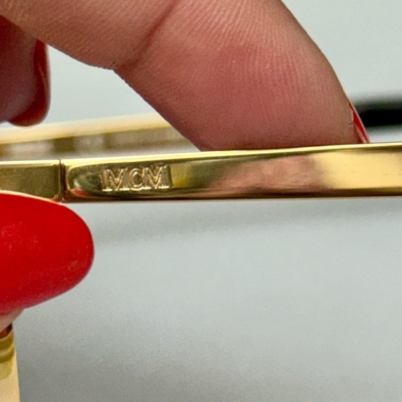 Vintage MCM Round Sunglasses MCM115SK Gold Black Frame 55mm Blue Mirror Interior - Picture 9 of 14